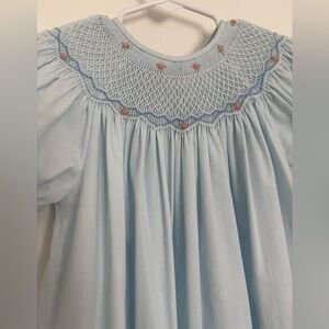 Rosalina Light Blue Roselle Hand Smocked Bishop Dress Size 3t